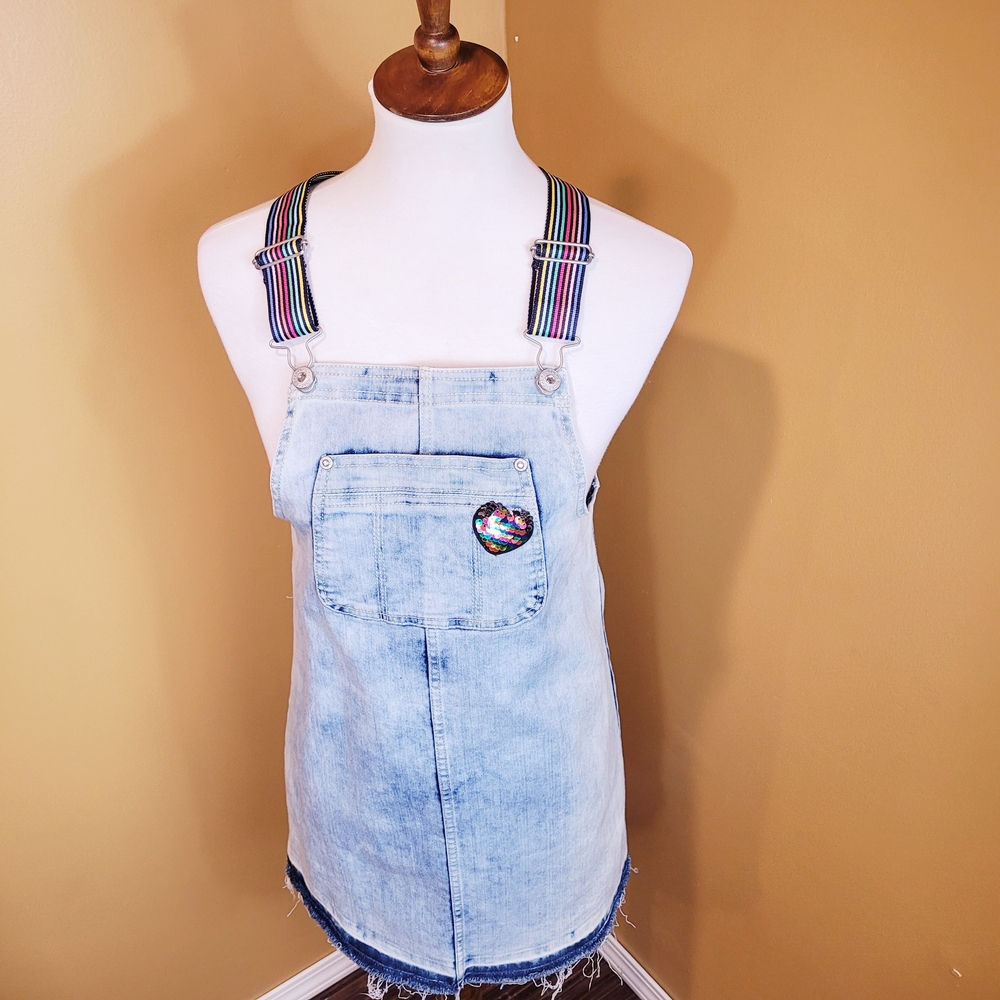 Girls Jordache Denim Dress with Rainbow Straps